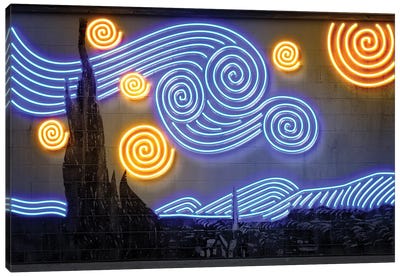 Starry Night Canvas Art Print - Neon Art