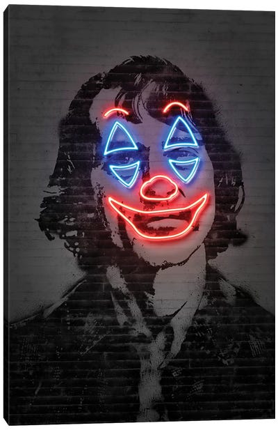 Joker Neon Canvas Art Print - Street Art & Graffiti