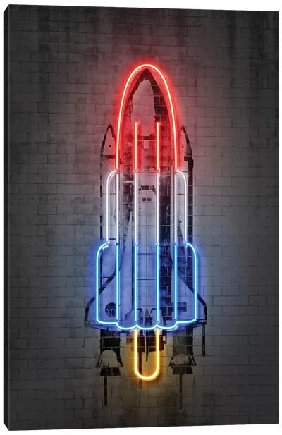 Rocket Canvas Art Print - Neon Art
