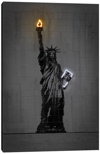 Statue Of Liberty Canvas Art Print - Neon Art