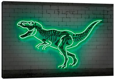 T-Rex Neon Canvas Art Print - Octavian Mielu