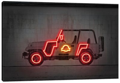Jurassic Car II Canvas Art Print - Neon Art