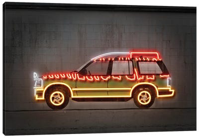 Jurassic Car Canvas Art Print - Neon Art