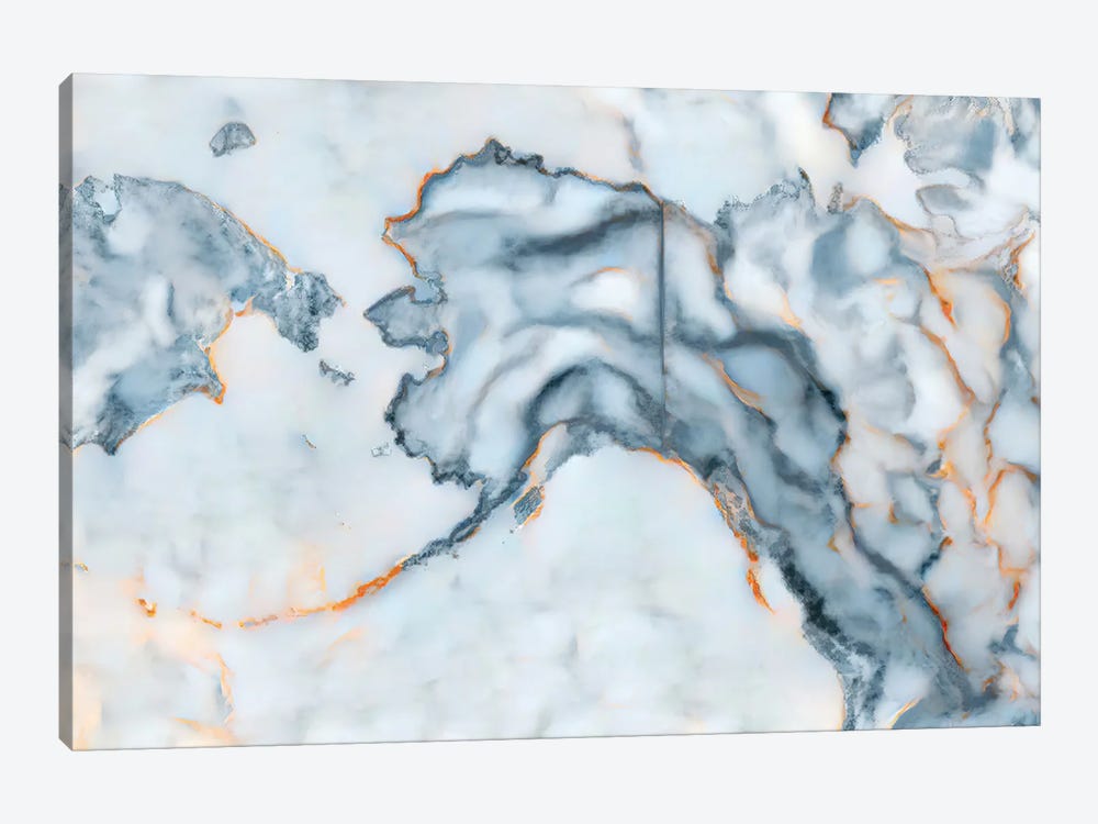 Alaska Marble Map by Octavian Mielu 1-piece Canvas Print