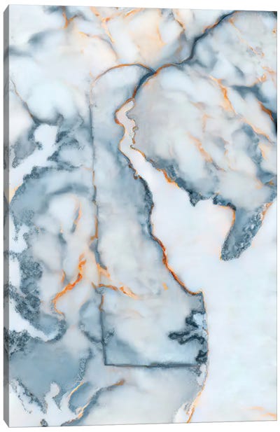 Delaware Marble Map Canvas Art Print - Delaware Art