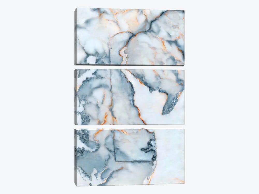 Delaware Marble Map by Octavian Mielu 3-piece Canvas Wall Art