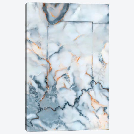 Indiana Marble Map Canvas Print #OMU448} by Octavian Mielu Canvas Art