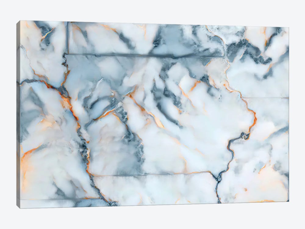 Iowa Marble Map by Octavian Mielu 1-piece Canvas Wall Art