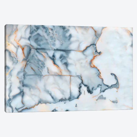 Massachusetts Marble Map Canvas Print #OMU455} by Octavian Mielu Canvas Art