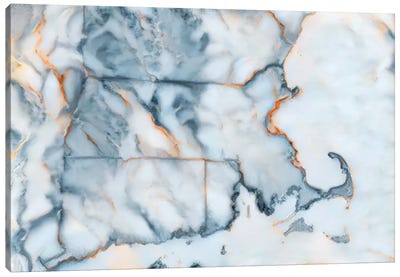 Massachusetts Marble Map Canvas Art Print