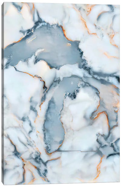 Michigan Marble Map Canvas Art Print - Michigan Art