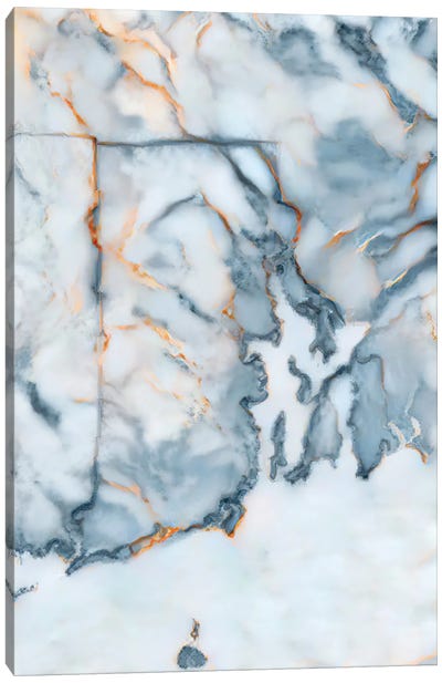 Rhode Island Marble Map Canvas Art Print - Rhode Island Art