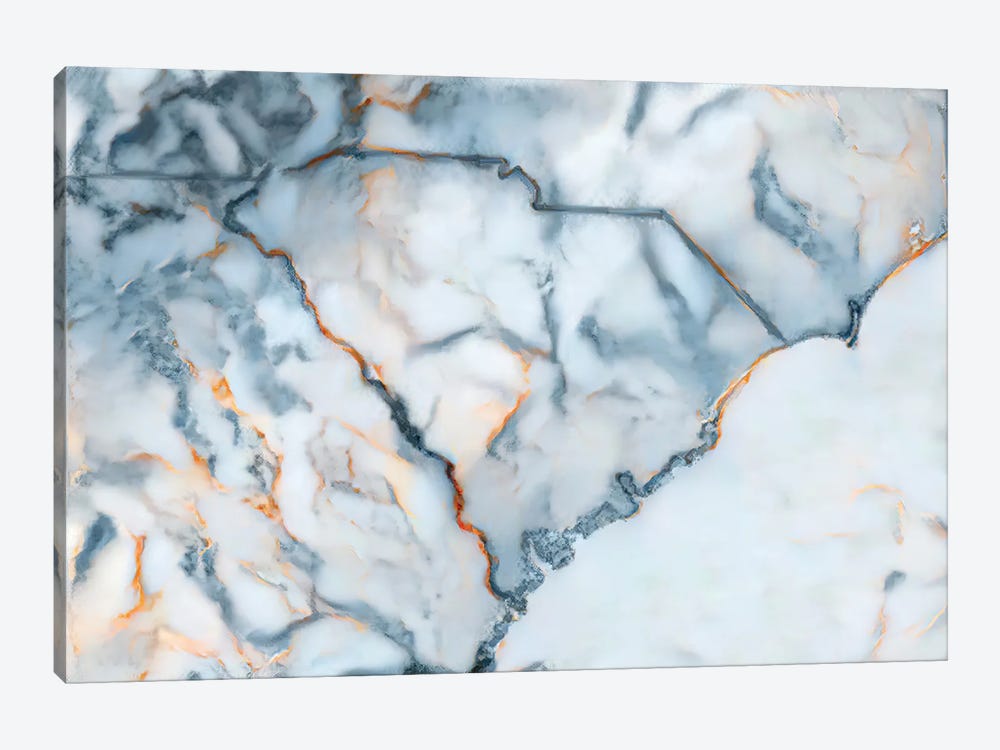 South Carolina Marble Map by Octavian Mielu 1-piece Canvas Artwork