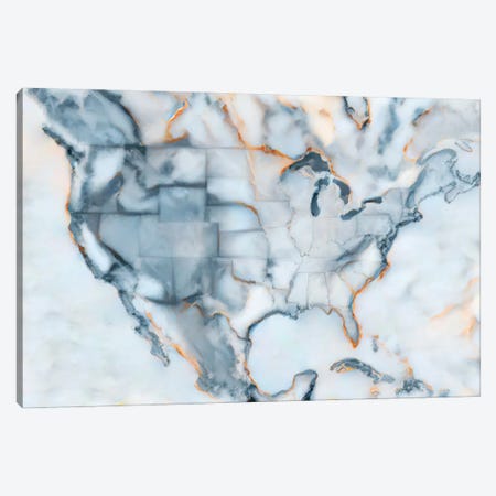 USA Marble Map Canvas Print #OMU477} by Octavian Mielu Canvas Wall Art