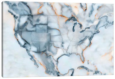 USA Marble Map Canvas Art Print