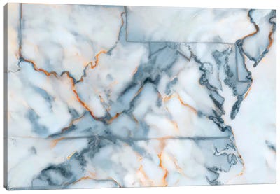 Virginia Marble Map Canvas Art Print - Virginia Art