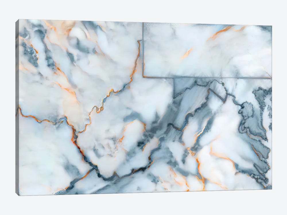 West Virginia Marble Map by Octavian Mielu 1-piece Canvas Art Print