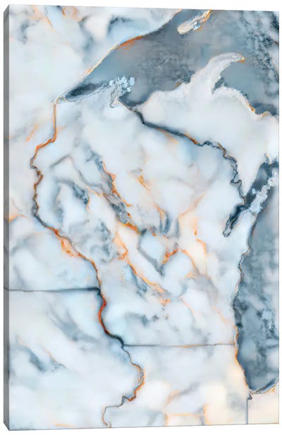 Wisconsin Marble Map Canvas Art Print - Wisconsin Art