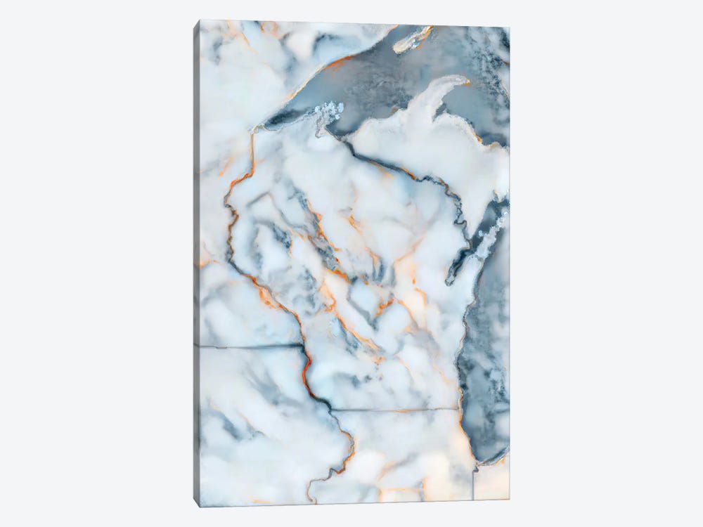 Wisconsin Marble Map by Octavian Mielu 1-piece Canvas Wall Art