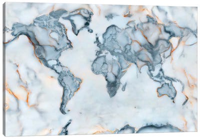 World Marble Map Canvas Art Print