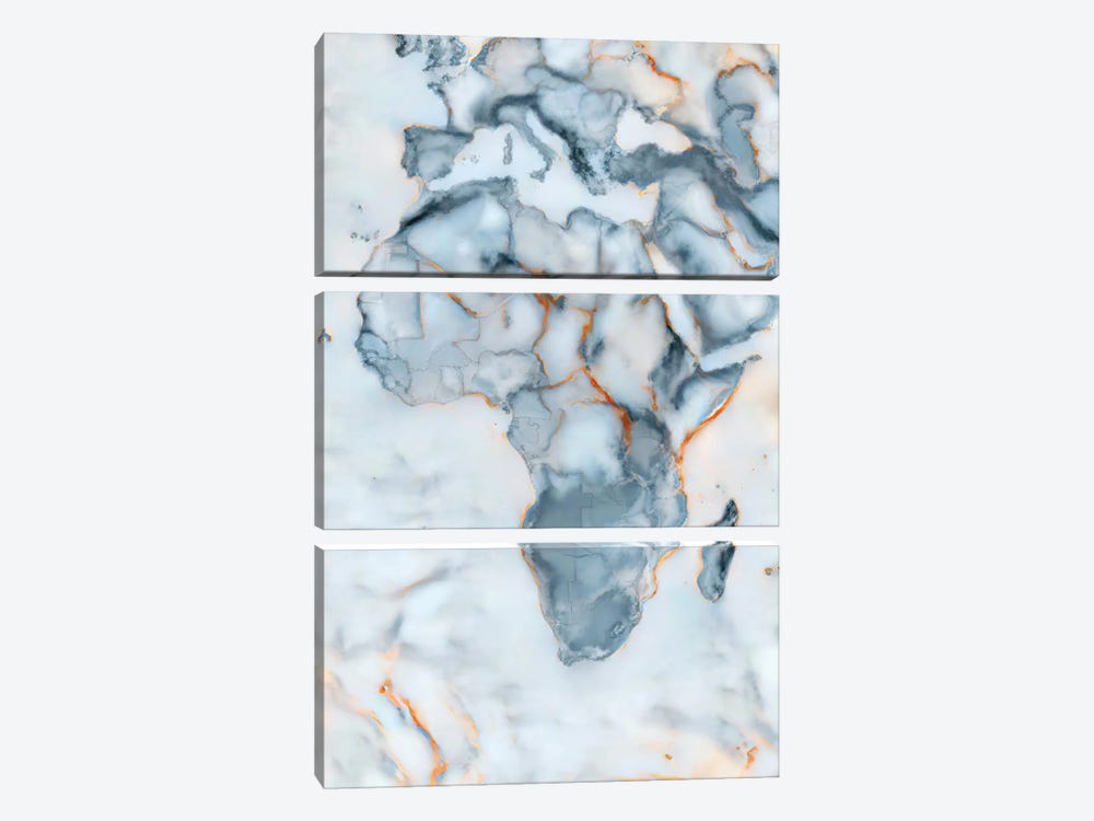 Africa Marble Map by Octavian Mielu 3-piece Canvas Print