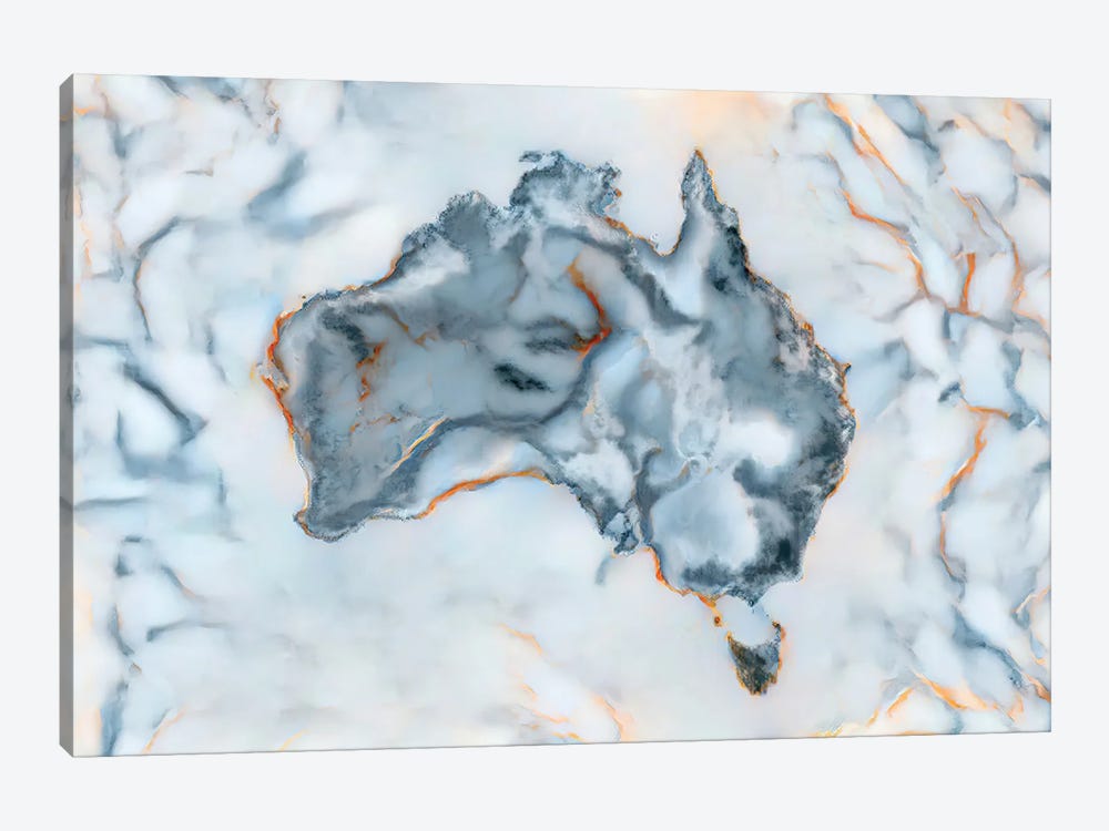 Australia Marble Map by Octavian Mielu 1-piece Art Print