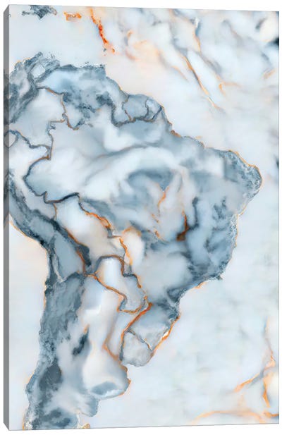 Brazil Marble Map Canvas Art Print - Brazil Art