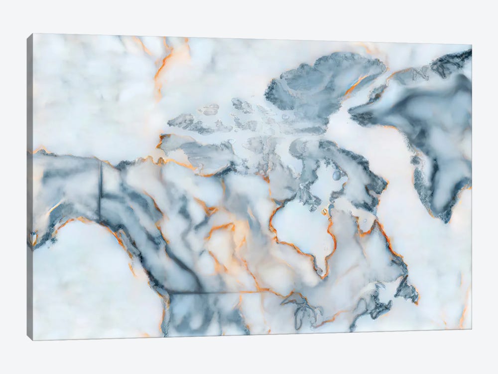 Canada Marble Map by Octavian Mielu 1-piece Canvas Wall Art