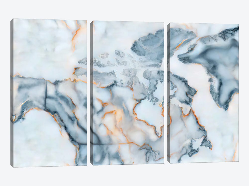 Canada Marble Map by Octavian Mielu 3-piece Canvas Art