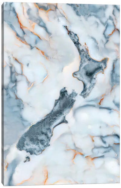 New Zealand Marble Map Canvas Art Print - Octavian Mielu