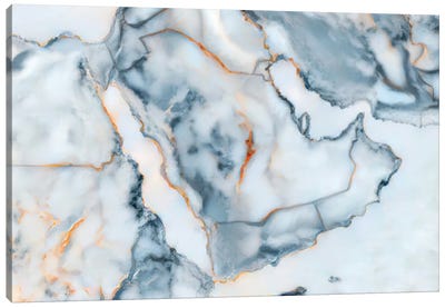 Saudi Arabia Marble Map Canvas Art Print - Octavian Mielu
