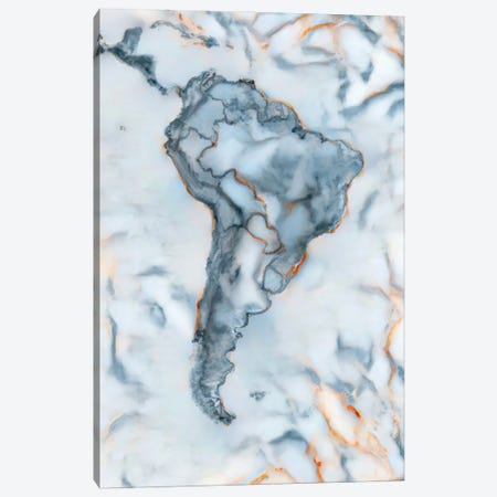 South America Marble Map Canvas Print #OMU500} by Octavian Mielu Canvas Print