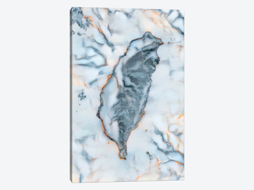 Taiwan Marble Map by Octavian Mielu 1-piece Canvas Art
