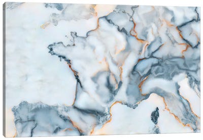 France Marble Map Canvas Art Print - Octavian Mielu