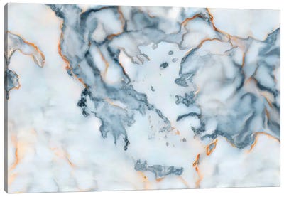 Greece Marble Map Canvas Art Print - Octavian Mielu