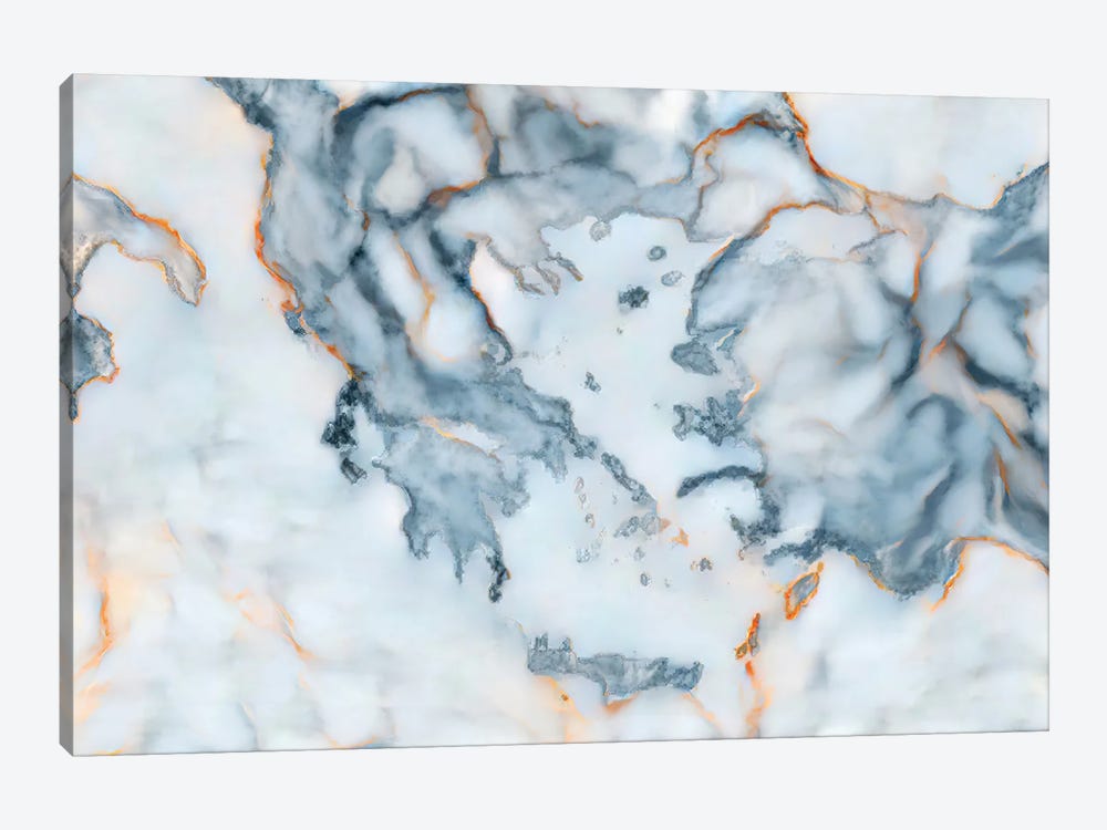 Greece Marble Map by Octavian Mielu 1-piece Canvas Artwork