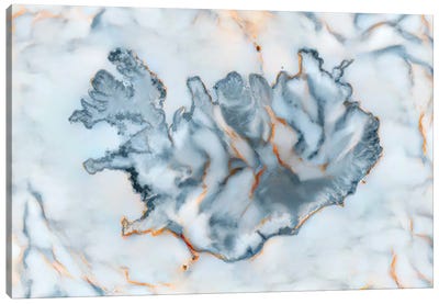 Iceland Marble Map Canvas Art Print - Octavian Mielu