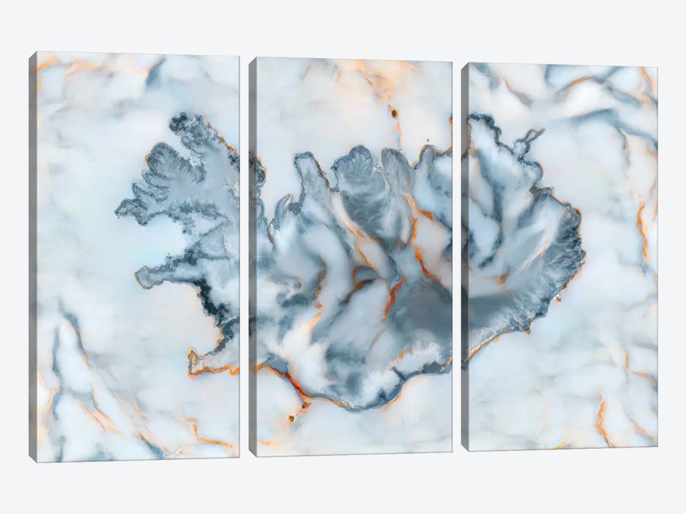 Iceland Marble Map by Octavian Mielu 3-piece Canvas Wall Art
