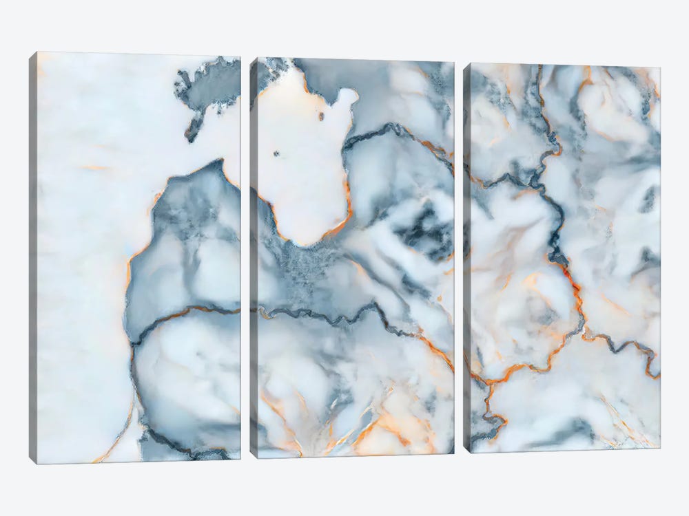 Latvia Marble Map by Octavian Mielu 3-piece Canvas Art Print