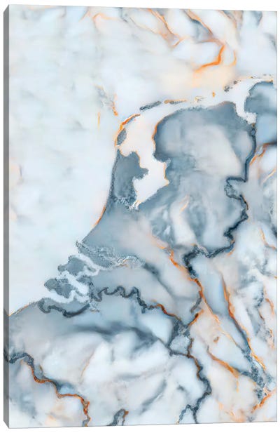 Netherlands Marble Map Canvas Art Print - Octavian Mielu