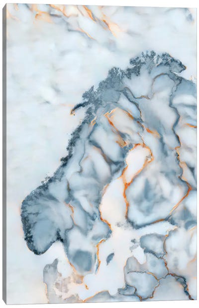 Norway Marble Map Canvas Art Print - Octavian Mielu