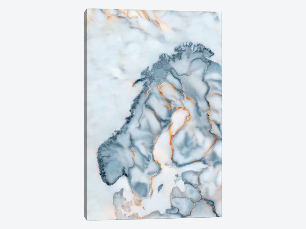 Norway Marble Map by Octavian Mielu 1-piece Canvas Art