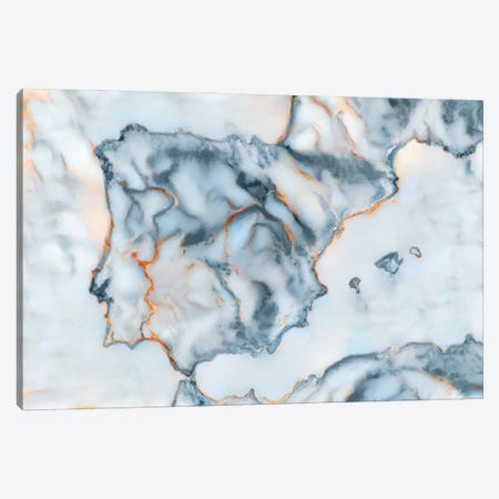 Spain Marble Map Canvas Print #OMU539} by Octavian Mielu Canvas Art