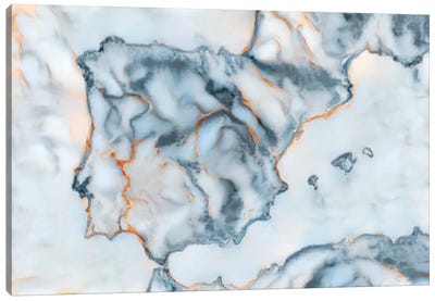 Spain Marble Map Canvas Art Print - Octavian Mielu