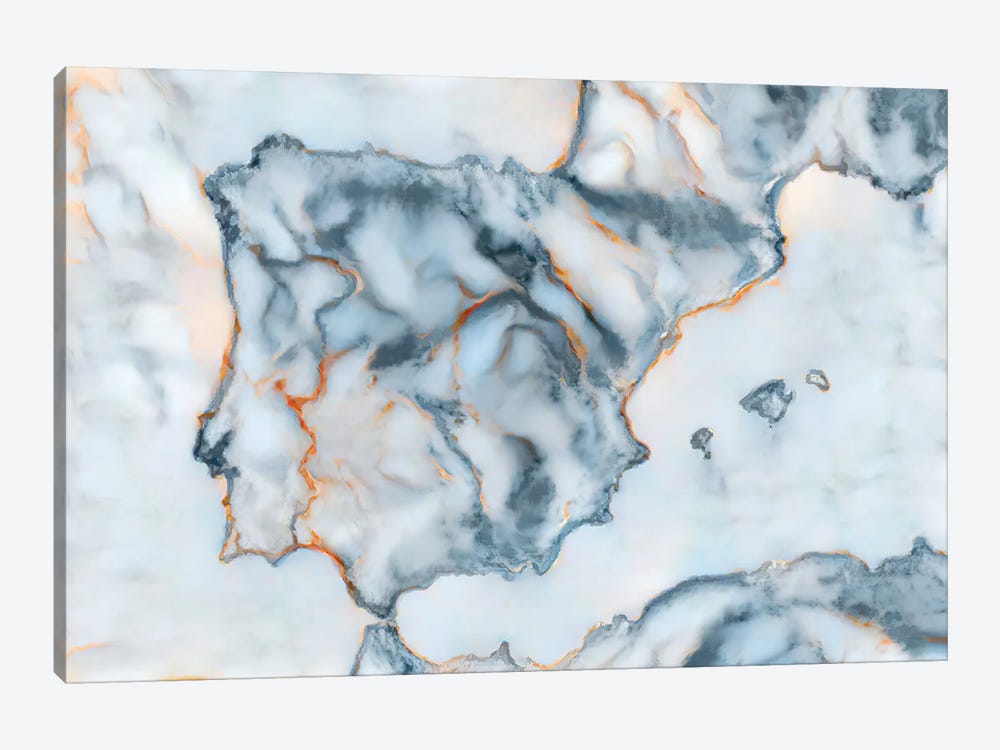 Spain Marble Map by Octavian Mielu 1-piece Canvas Wall Art
