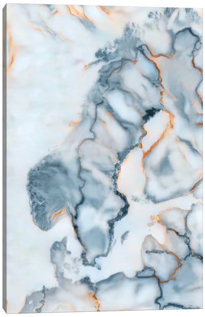 Sweden Marble Map Canvas Art Print - Octavian Mielu