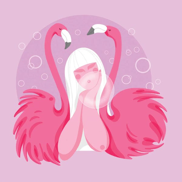 Barbiecore: Bubblegum Flamingo by Olga Masevich