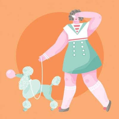 Bubblegum Poodle by Olga Masevich metal wall art