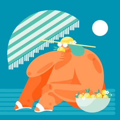 Beach Picnic by Olga Masevich framed canvas print