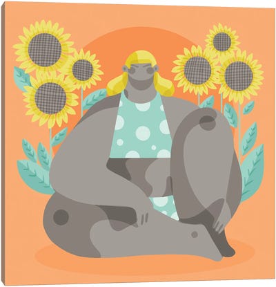 Sunflower Child Canvas Art Print - Olga Masevich